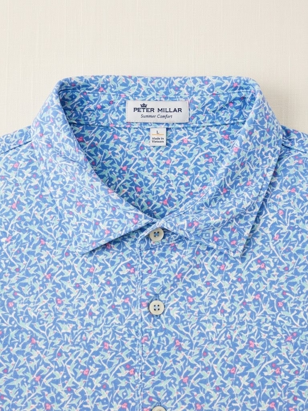 Peter Millar Light Blue Floral Short-Sleeve Button-Down